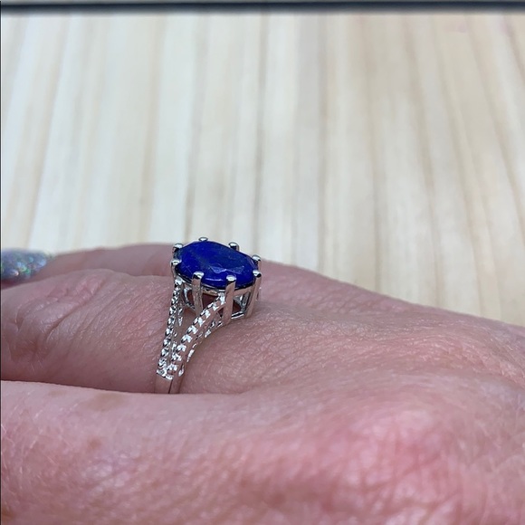 Lapis Lazuli Sterling Silver Split Shank Ring - Picture 4 of 6